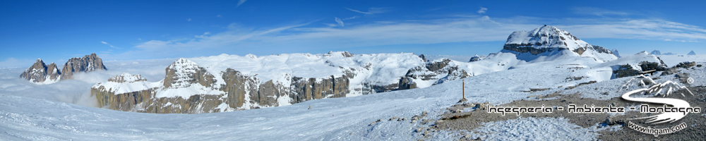 Vista Sassolungo, Sella, Piz Boè da Sass Pordoi 2950m